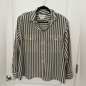 Jones New York Black and Cream Striped Shirt